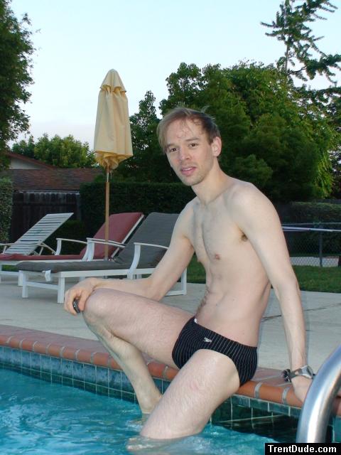 Black speedo with white stripes