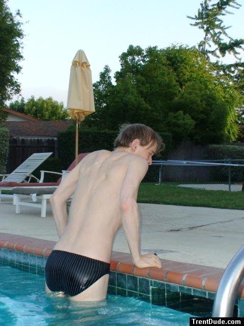 Black speedo with white stripes (rear)