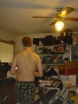 Shirtless in boxers