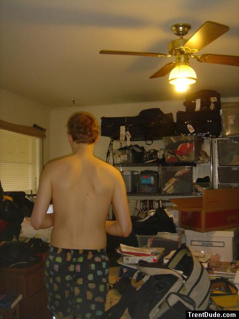 Shirtless in boxers