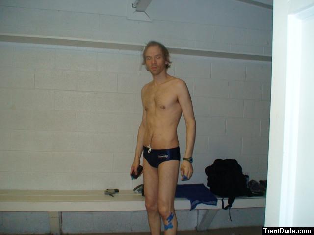 navy blue swim team speedo (it says stone ridge)
