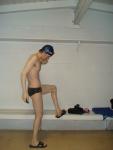 swim team brief in the locker room