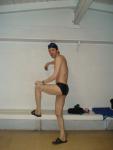 swim team brief in the locker room