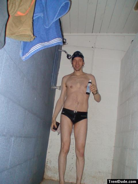 about to shampoo. he uses Dr Bronner's Peppermint Castile Liquid Soap 