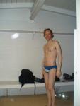 Calvin Klein - Hipster Swim Brief Lagoon/Marina - in the locker room before a swim (smile)