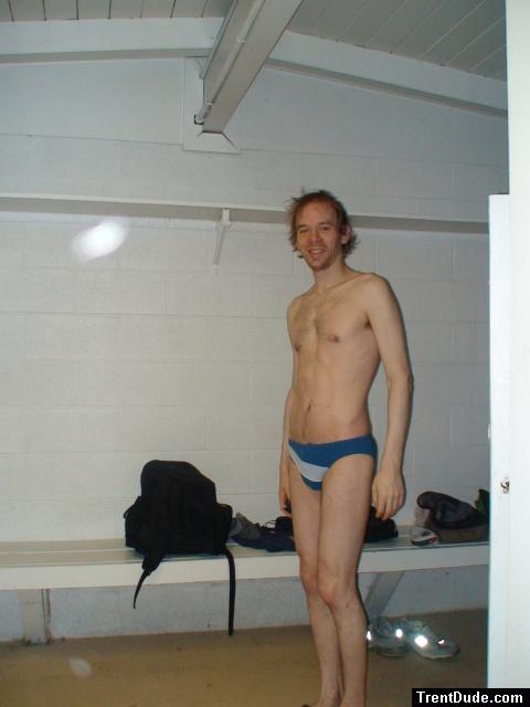Calvin Klein - Hipster Swim Brief Lagoon/Marina - in the locker room before a swim (smile)