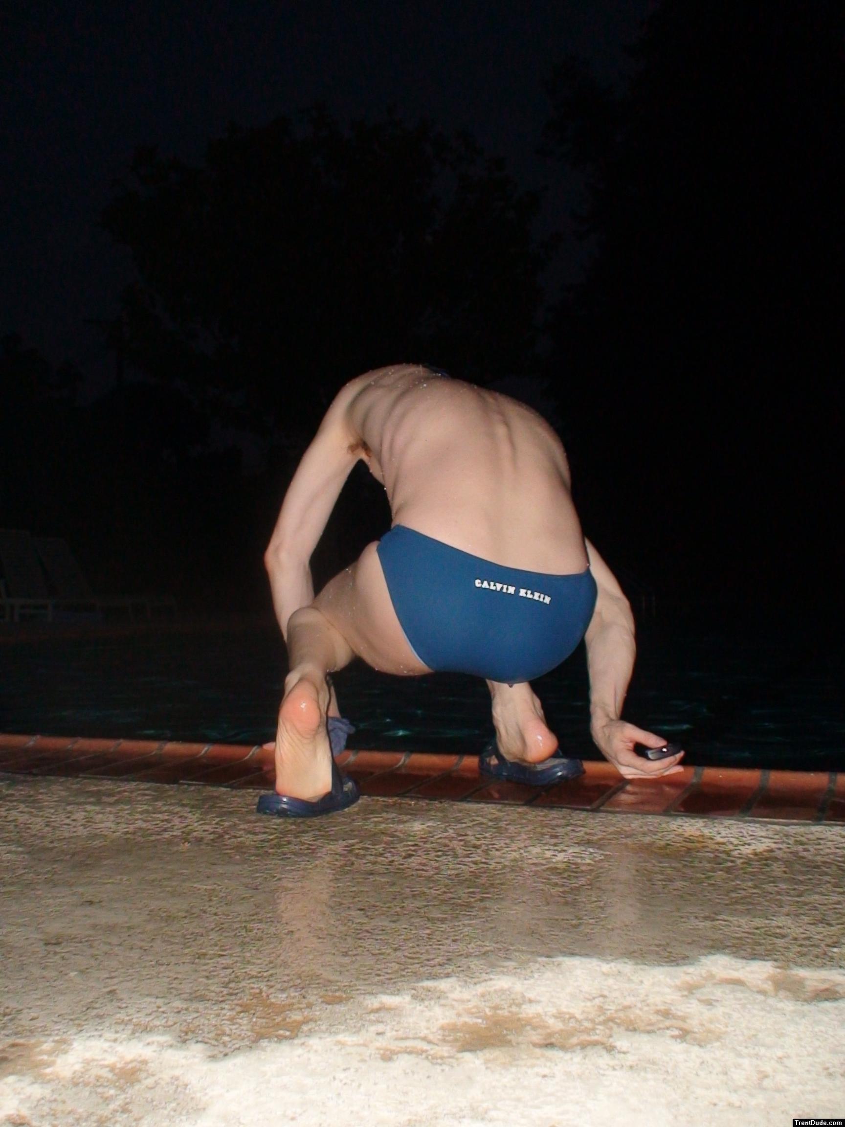 Calvin Klein - Hipster Swim Brief Lagoon/Marina - about to jump in (leg muscles)