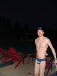 swimmer wearing Calvin Klein - Hipster Swim Brief Color: Lagoon/Marina
