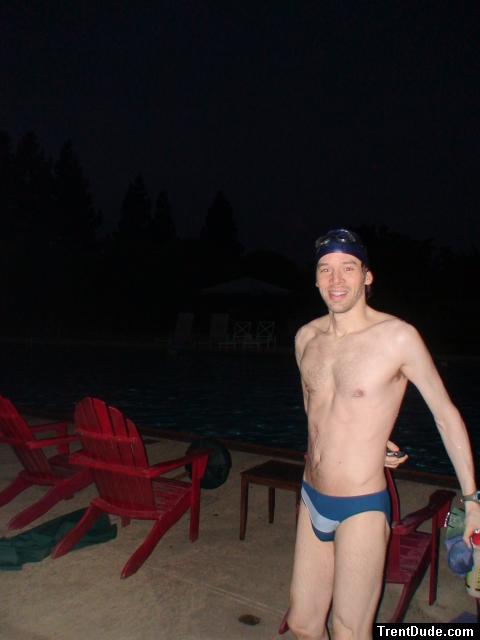 swimmer wearing Calvin Klein - Hipster Swim Brief Color: Lagoon/Marina
