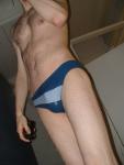 Hairy chest closeup and swim brief (natural leg hair)