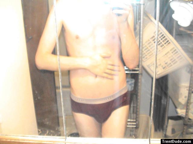 Doing the laundry wearing the last clean item - Red hanes