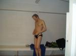 Putting on the speedo