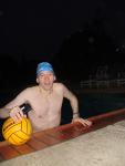 About to climb out of the pool