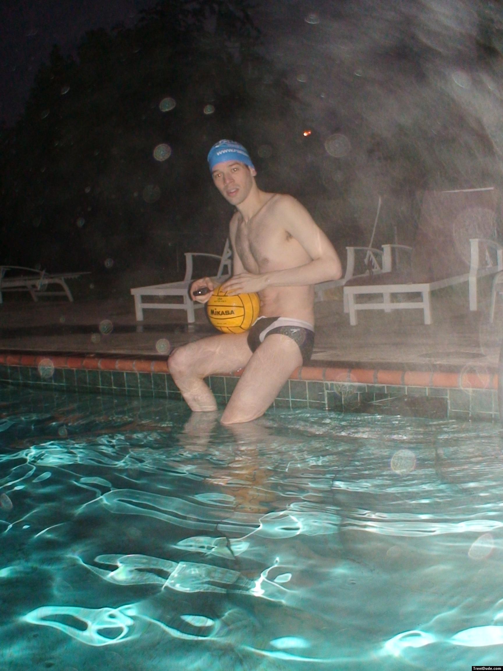 water polo ball in the rain, his weight that morning was 152 lbs
