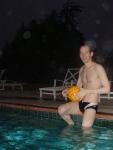 Sitting with a water polo ball