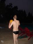 Water polo player in the morning, black Speedo