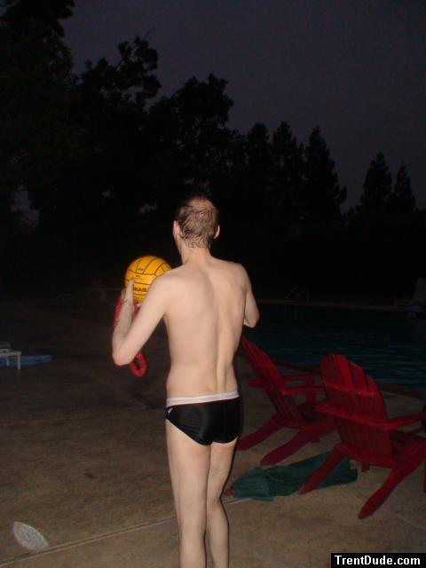 Water polo player in the morning, black Speedo