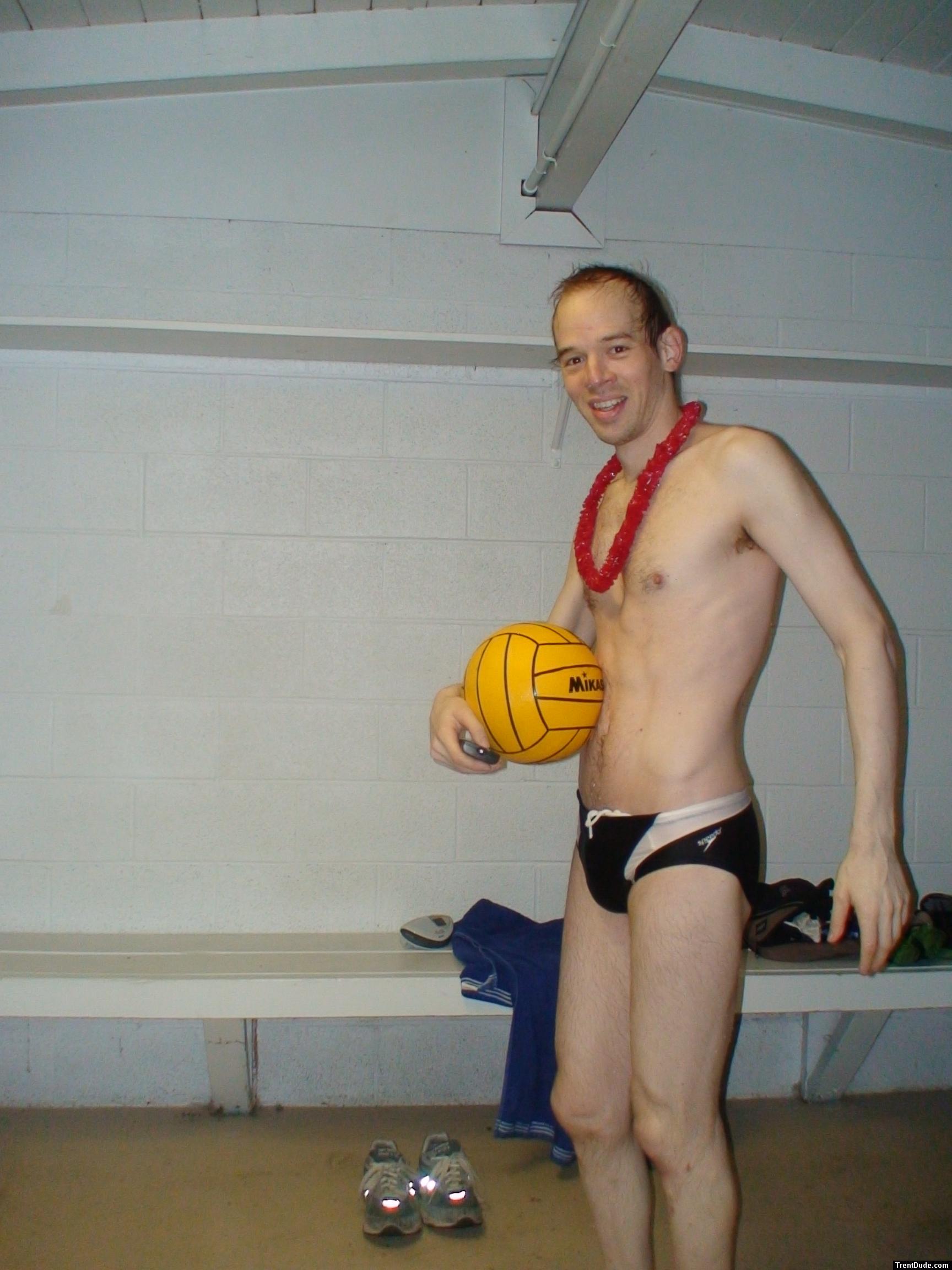 The ball fits next to his chest