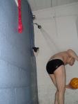 Reaching down for the ball