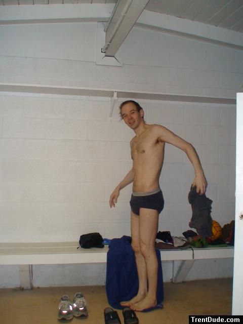 Blue  hanes, water polo ball on the bench