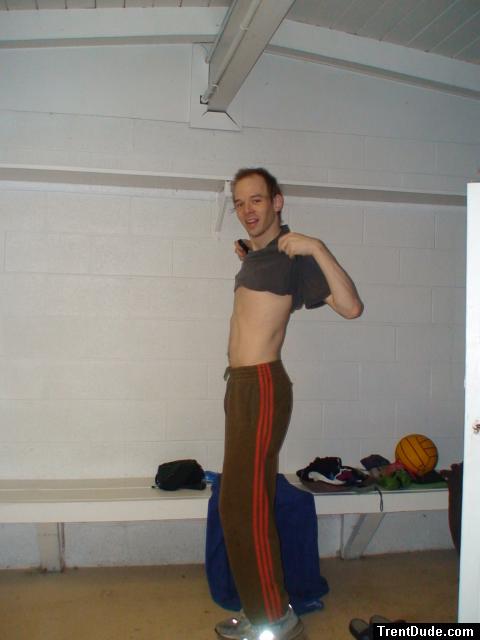 Addidas sweats, water polo ball, end of photo shoot