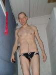 Black swim brief close up, Trent's other site has the rest of the shower photos