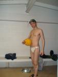 Wearing a white speedo in the locker room