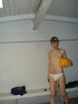 Water polo player admiring his balls
