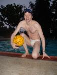 White Speedo, Mikasa water polo ball, blue swim cap