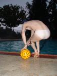 Water polo player mooning the spectators