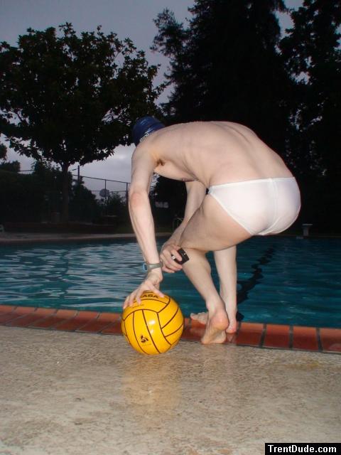 Water polo player mooning the spectators