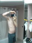 skinny dude before a shower
