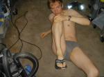 Streching in  grey Hanes