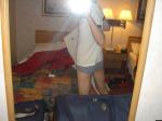 Grey hanes in a hotel room