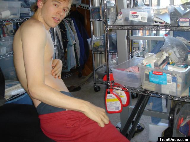 Red pants, red cleaning bottle - do they match?