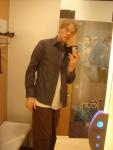 Wishing he could get a job at the Gap so he could afford some clothes!