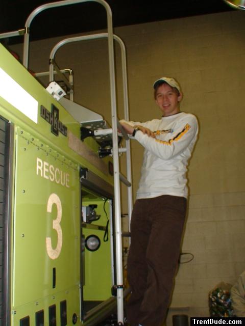 Trent on an OshKosh  fire truck