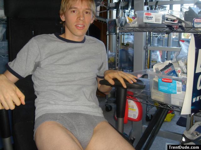 At home in underwear on a warm cozy fall morning