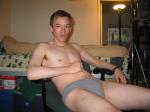 relaxing in  grey hanes comfort fit underwear