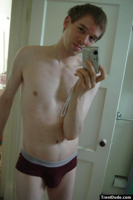 Happy college guy  in Red hanes!