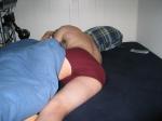 Sleeping in Red Hanes Fashion Briefs underwear (butt)
