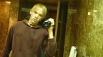 Blonde hair and black eyes!