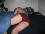 Sleeping in Red Hanes Fashion Briefs underwear (butt)