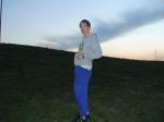 Getting up early to check the cows in blue sweats pants!!