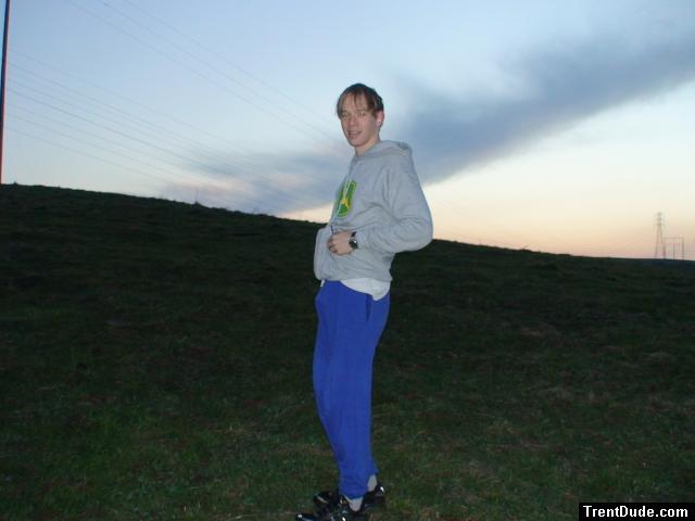 Getting up early to check the cows in blue sweats pants!!