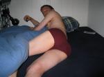 Sleeping in Red Hanes Fashion Briefs underwear (butt)
