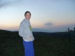 Getting up early to check the cows in blue sweats pants backside)