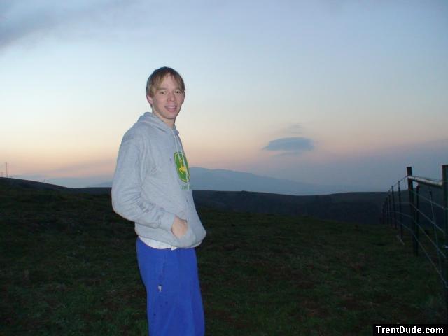 Getting up early to check the cows in blue sweats pants backside)