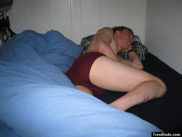 Sleeping in Red Hanes Fashion Briefs underwear (butt)