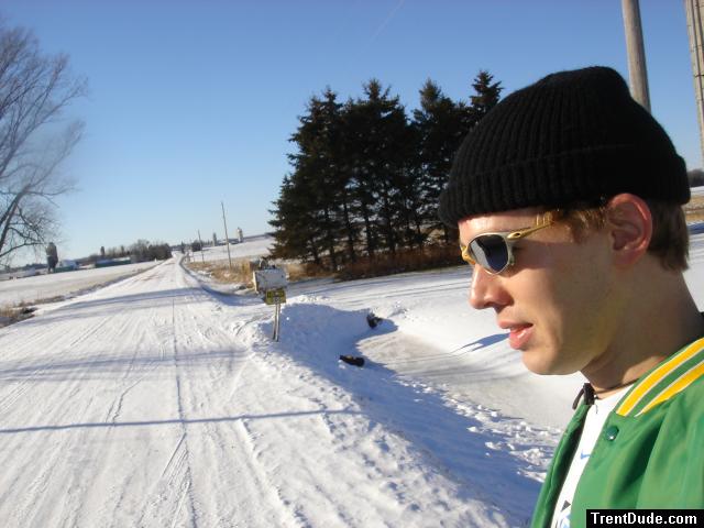 Trent on a snowy day on the farm